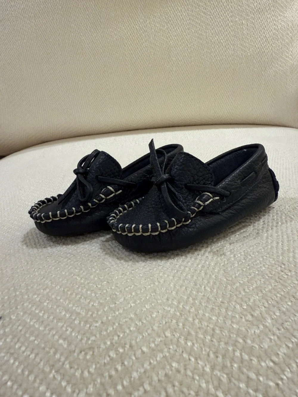 Elephantito Moccasin Shoes with Contrast Stitching